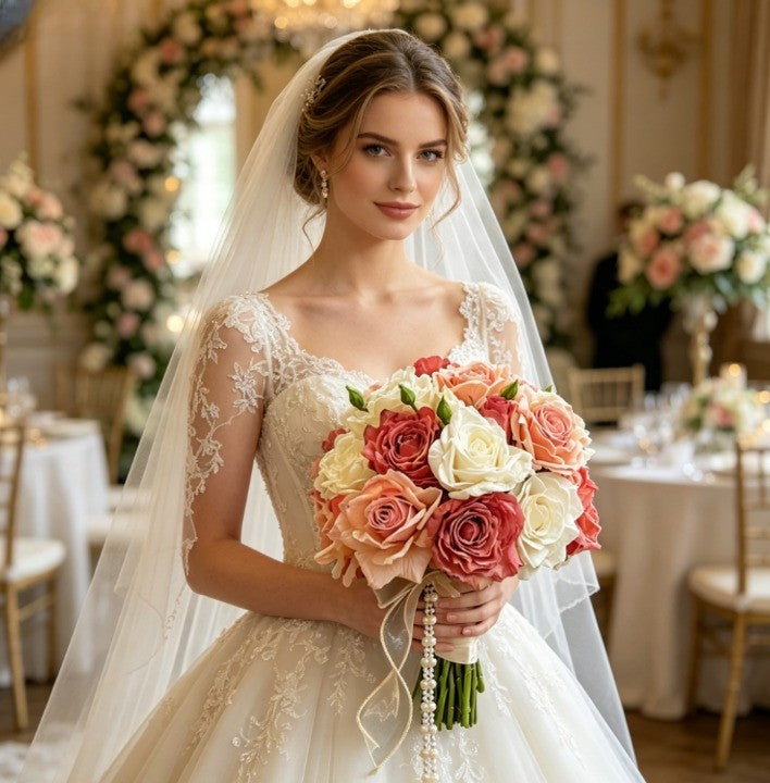 Flowerva  Exquisite Bridal Bouquet - Romantic Wedding Flower
