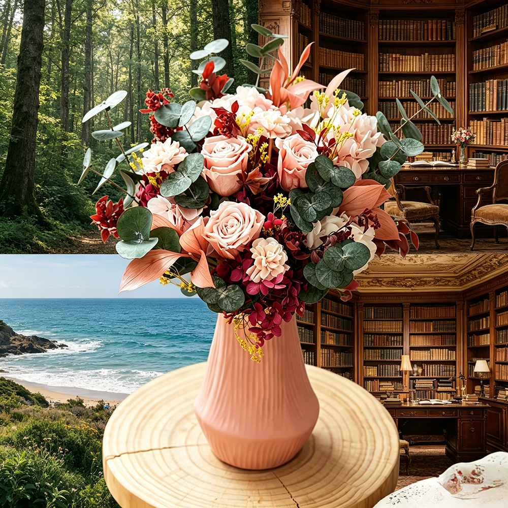 Flowerva Romantic Everlasting Vase Arrangement Premium Decor