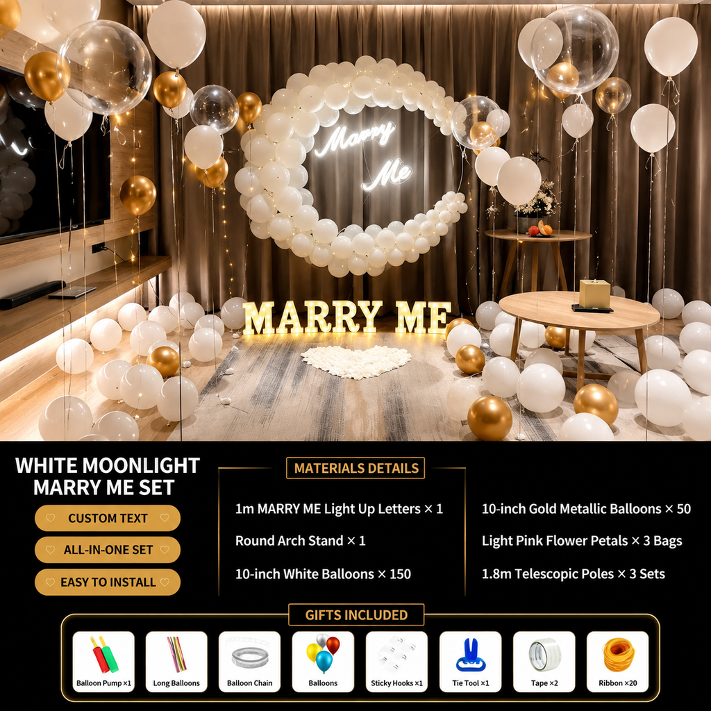 Flowerva Indoor Marriage Proposal Scene Decoration Balloon Set