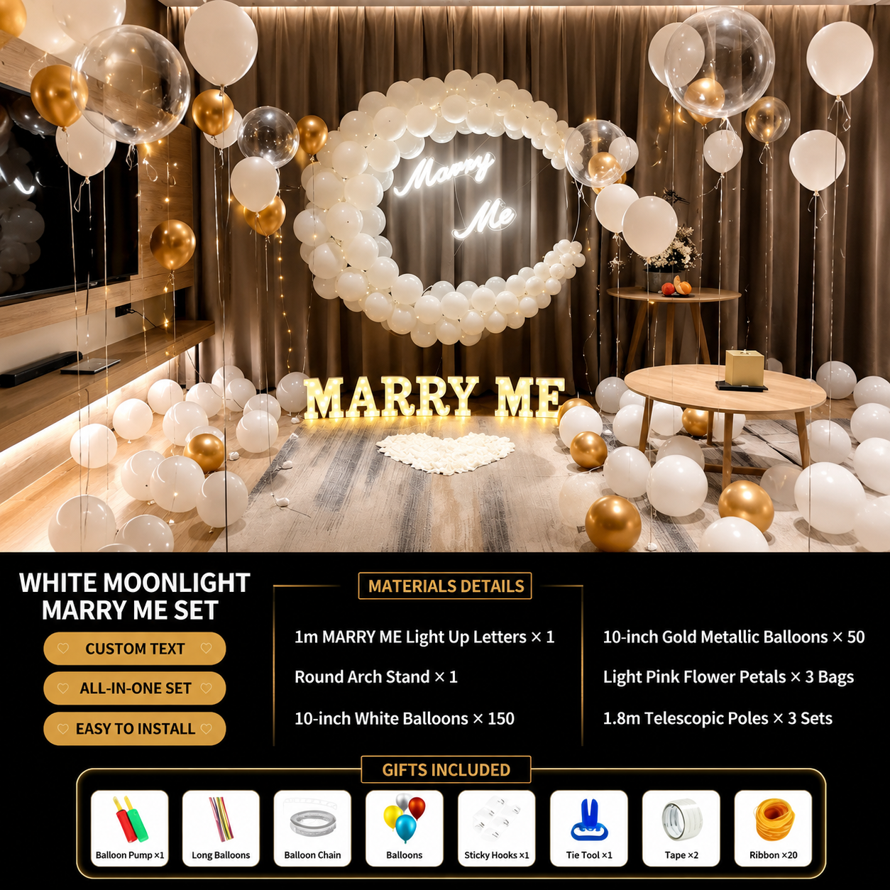 Flowerva Indoor Marriage Proposal Scene Decoration Balloon Set