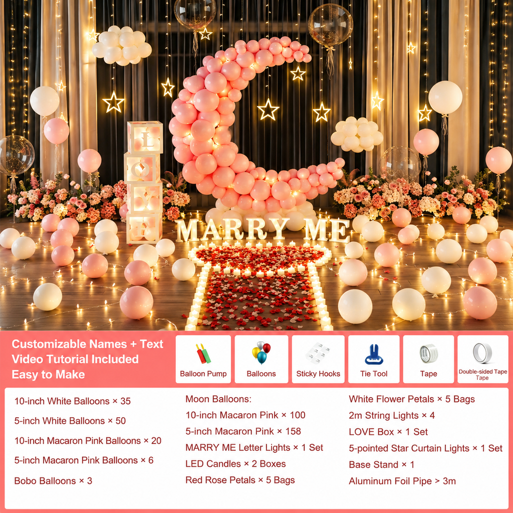 Flowerva Indoor Marriage Proposal Scene Decoration Balloon Set