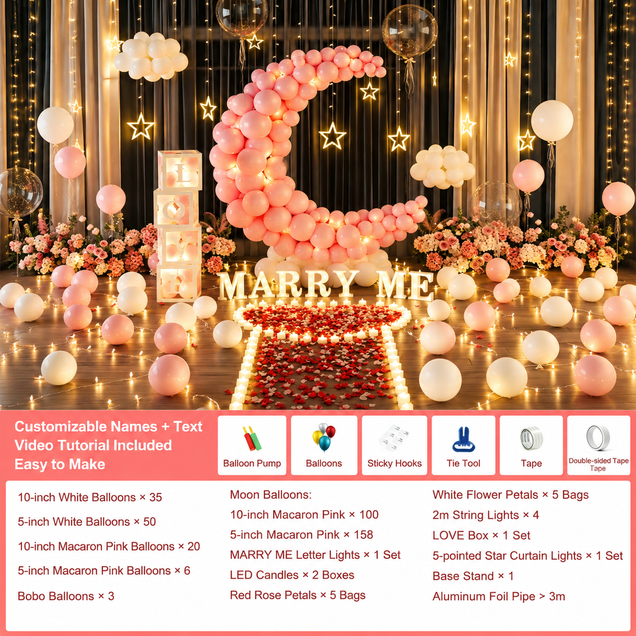 Flowerva Indoor Marriage Proposal Scene Decoration Balloon Set