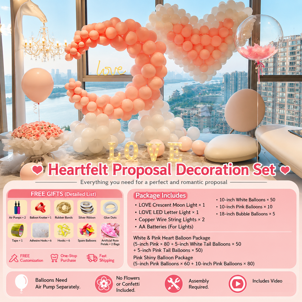Flowerva Romantic Pink Balloon Set for Proposal & Confession Decoration