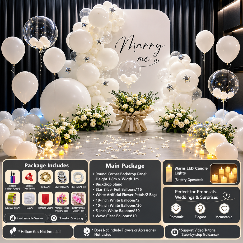Flowerva Romantic Proposal & Valentine’s Day Confession Balloon Kit with Custom KT Backdrop Decor