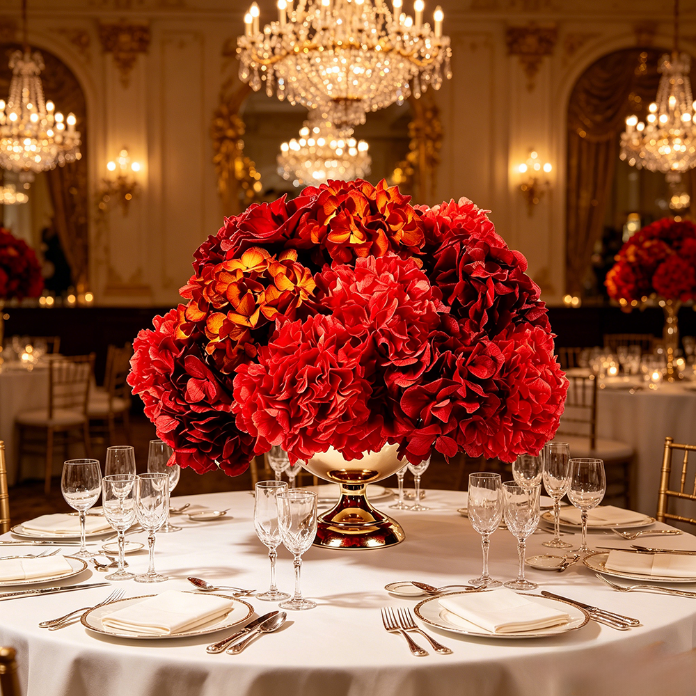 Flowerva Regal Opulencia Fruncida Decoración Premium