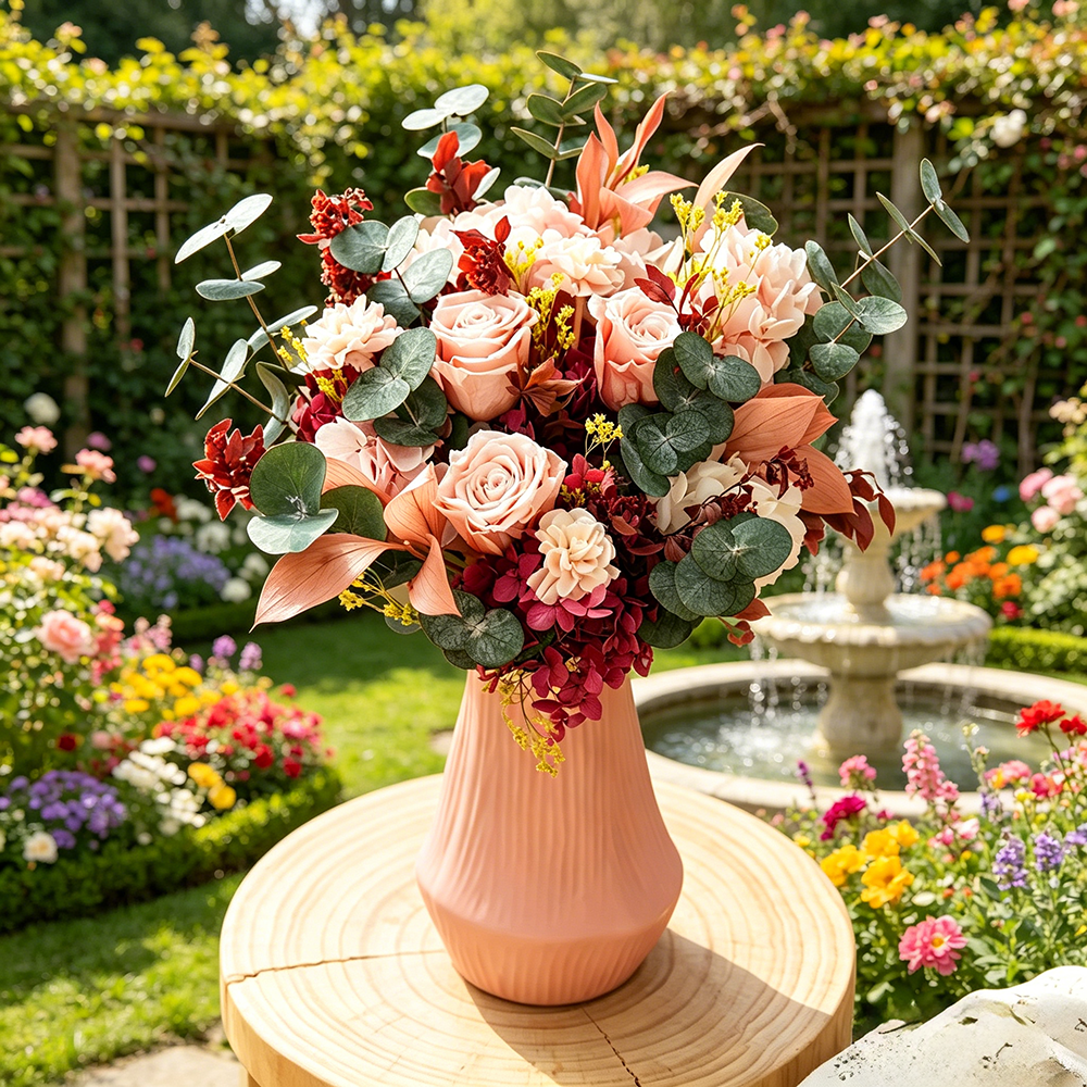 Flowerva Romantic Everlasting Vase Arrangement Premium Decor