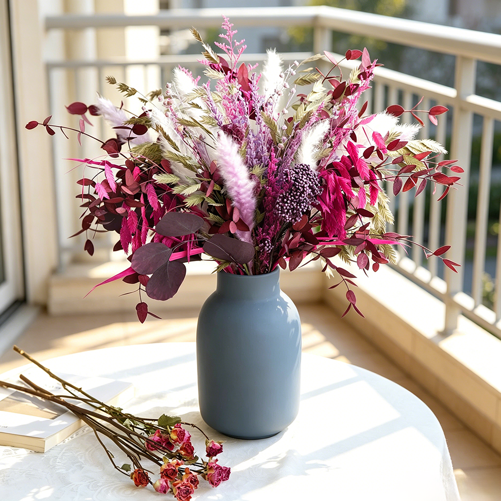 Flowerva Textured Everlasting Vase Arrangement Premium Decor