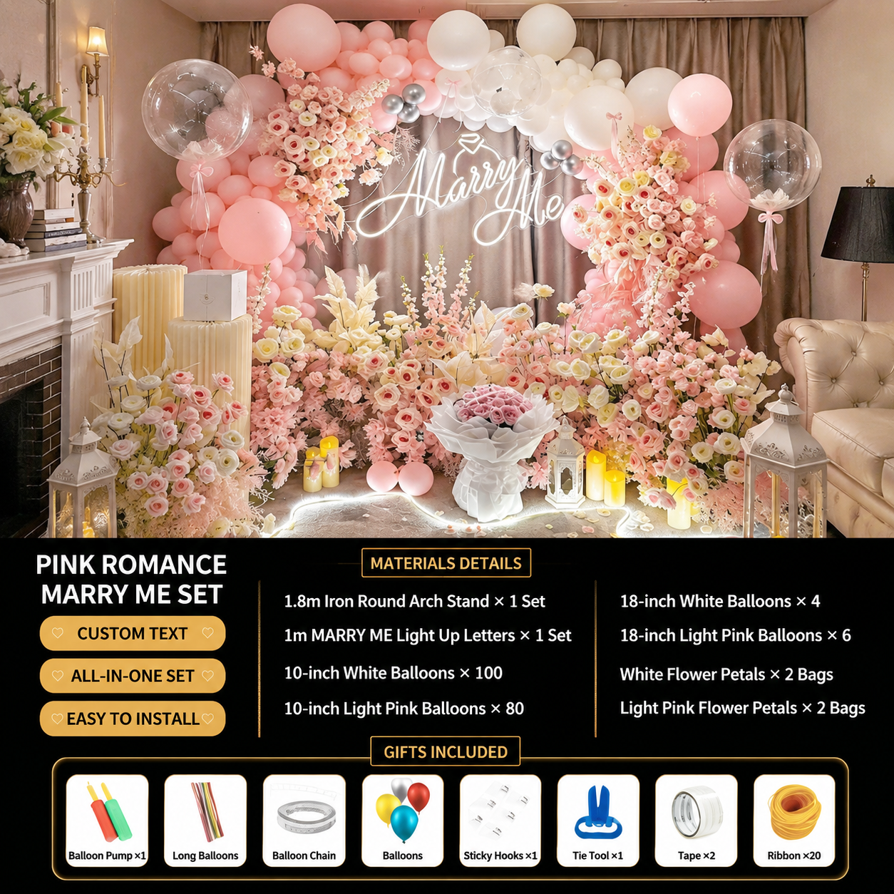 Flowerva Indoor Marriage Proposal Scene Decoration Balloon Set
