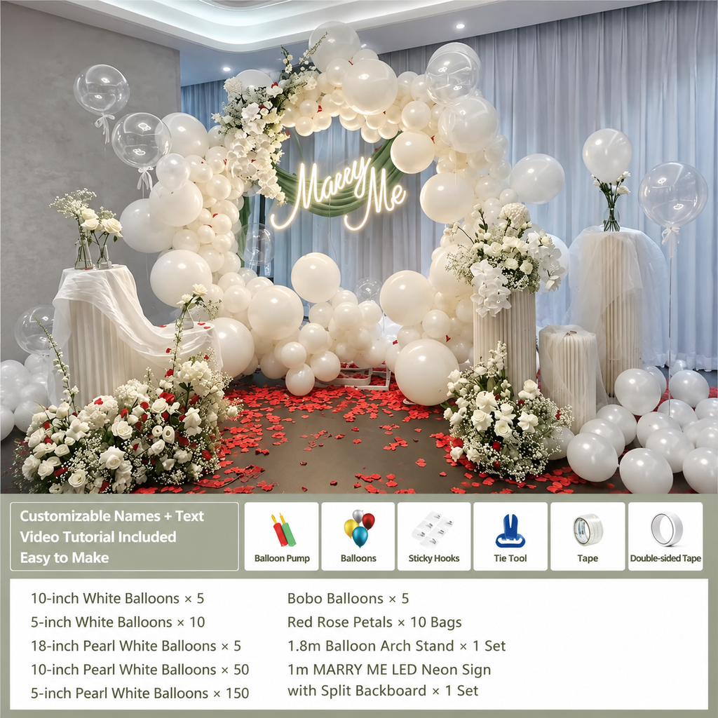 Flowerva Indoor Marriage Proposal Scene Decoration Balloon Set