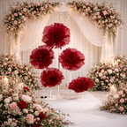 Flowerva Scarlet Shimmer Ruffled Fabric Flower