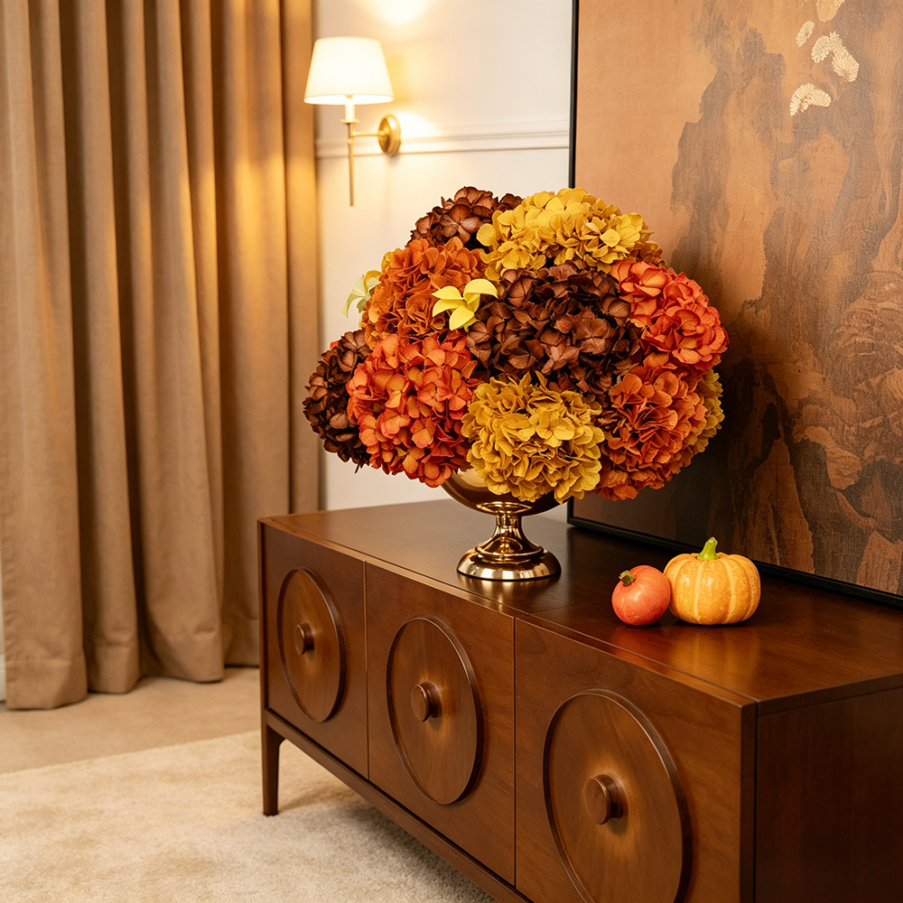 Flowerva Regal Opulencia Fruncida Decoración Premium