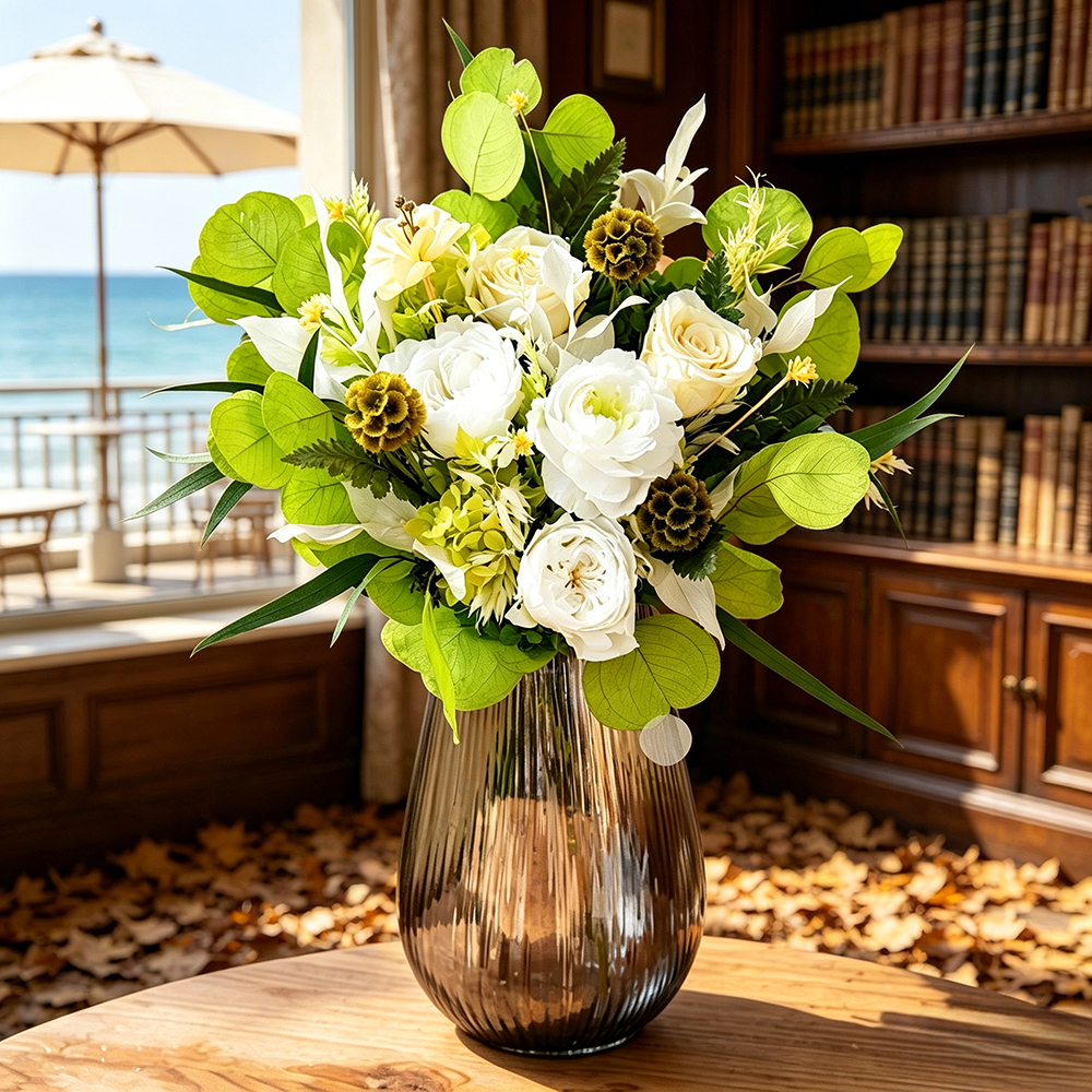Flowerva Romantic Everlasting Vase Arrangement Premium Decor