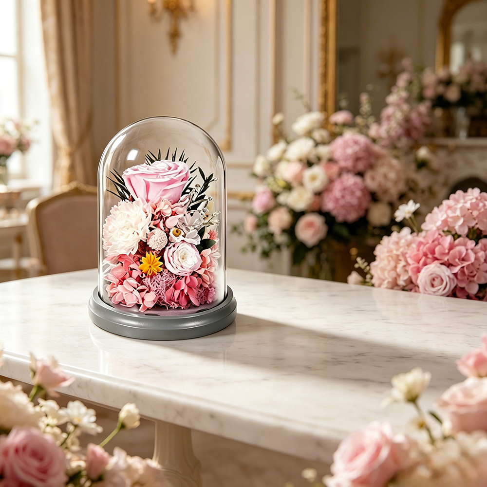Flowerva Dome Preserved Floral Arrangement Premium Decor