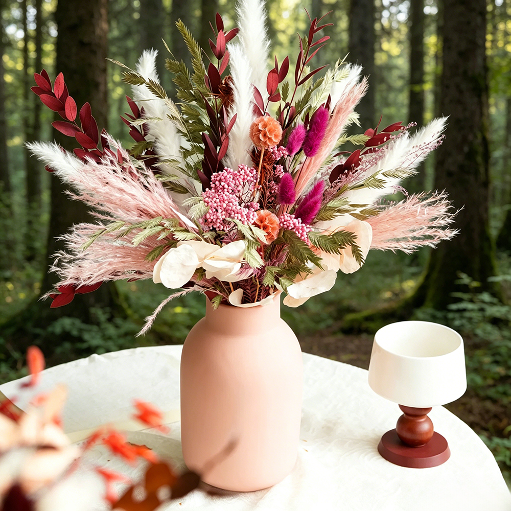 Flowerva Textured Everlasting Vase Arrangement Premium Decor
