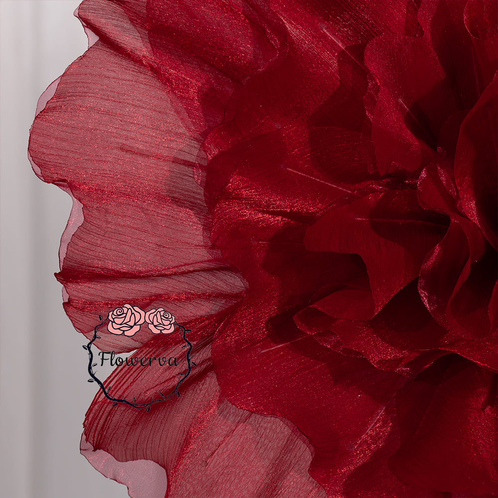 Flowerva Silvery-White Shimmer Ruffled Fabric Flower
