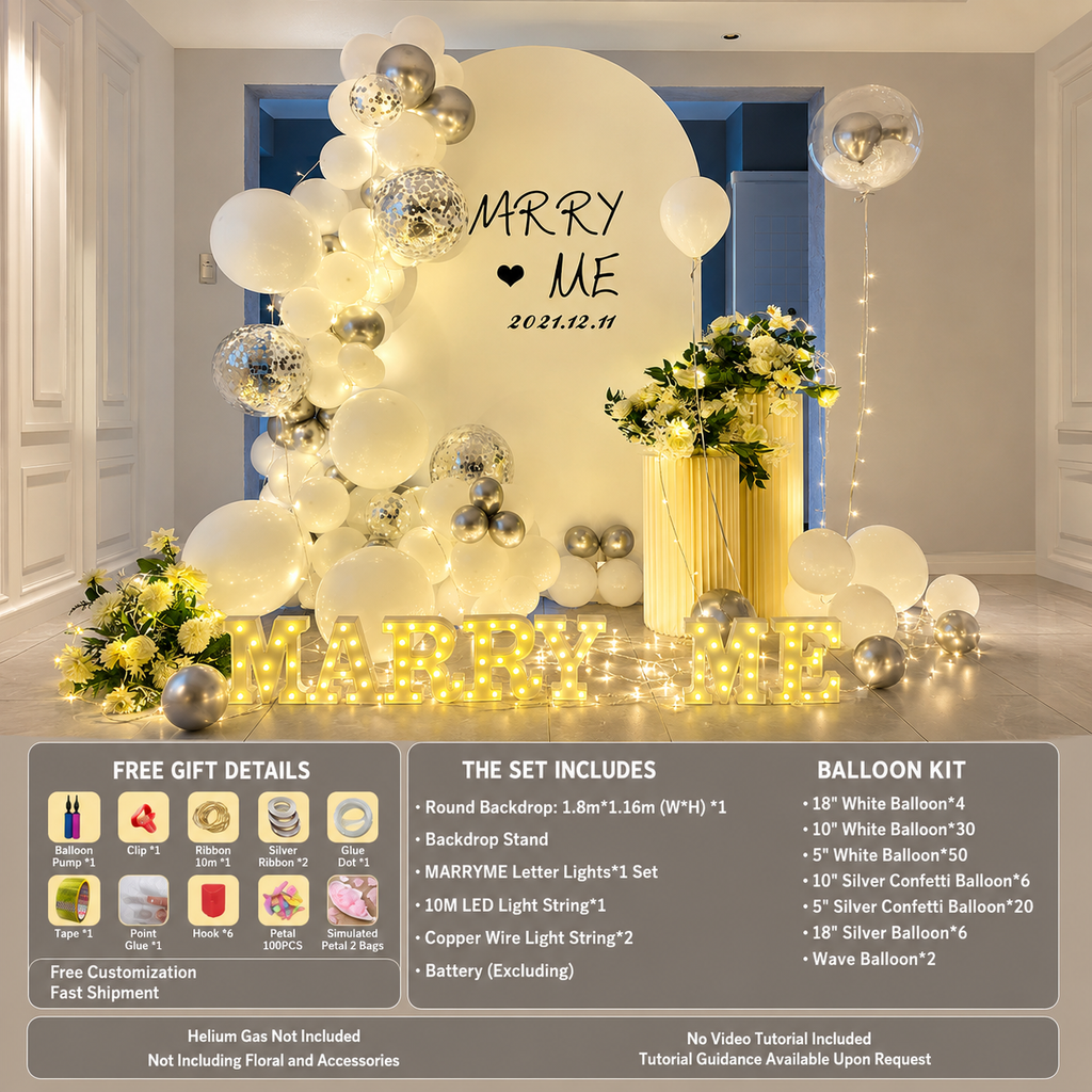 Flowerva Romantic Proposal & Valentine’s Day Confession Balloon Kit with Custom KT Backdrop Decor