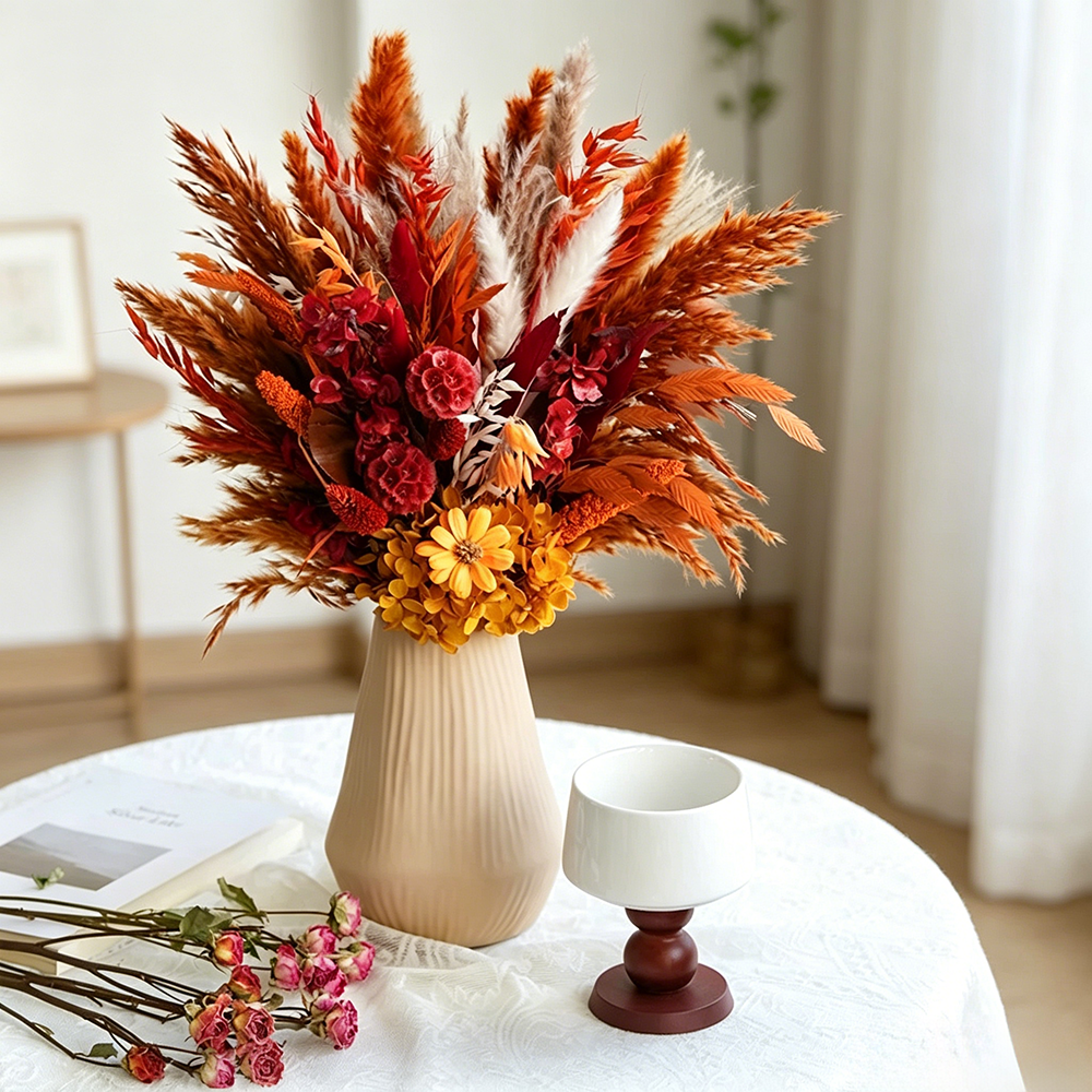 Flowerva Textured Everlasting Vase Arrangement Premium Decor