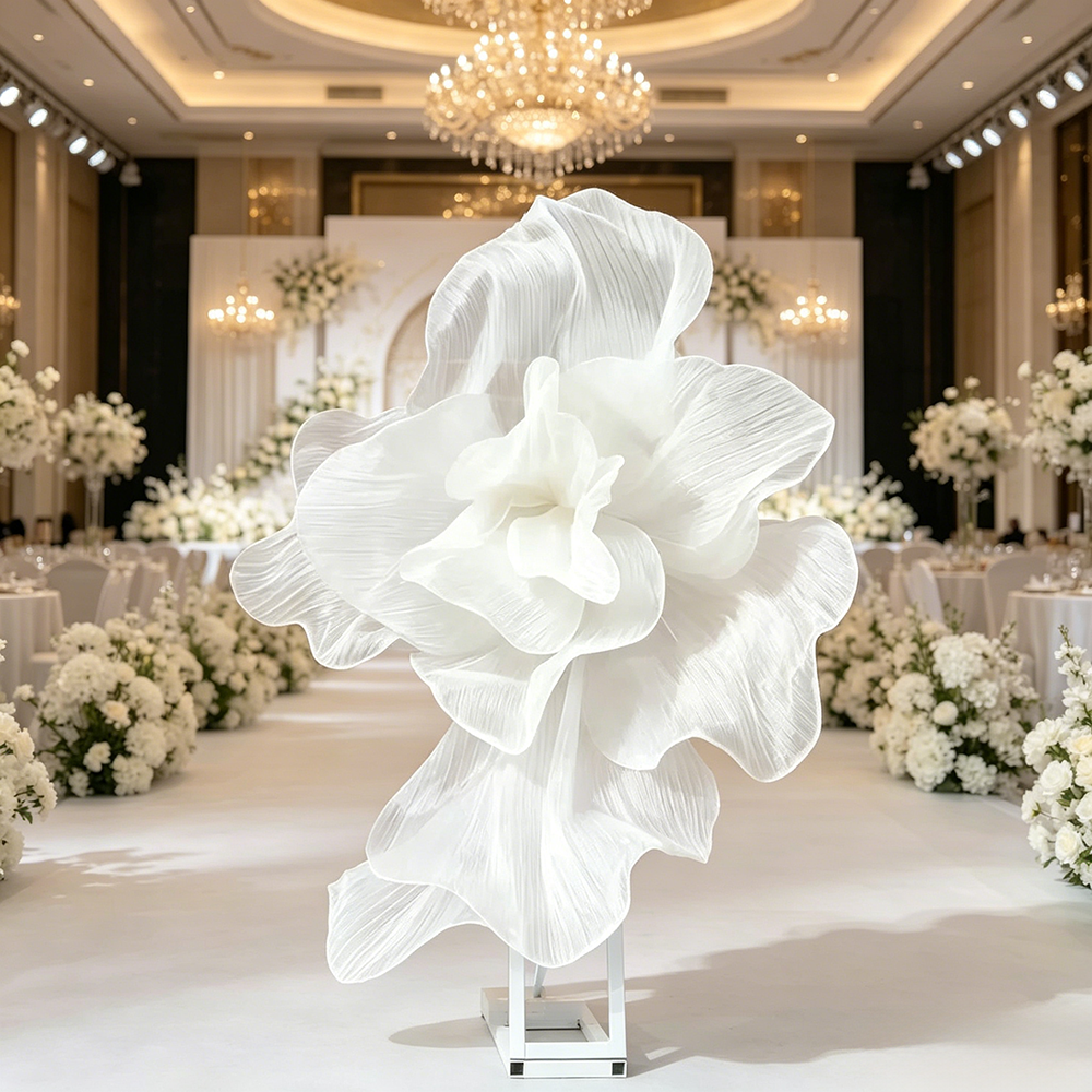 Flowerva Gradient White Veil Form Art Installation (Without Base)