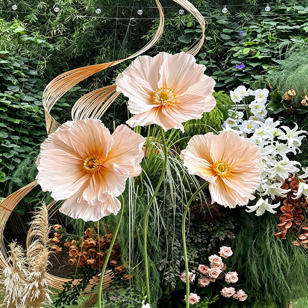 Flowerva Ethereal Crepe Paper Poppy Pink Art Installation