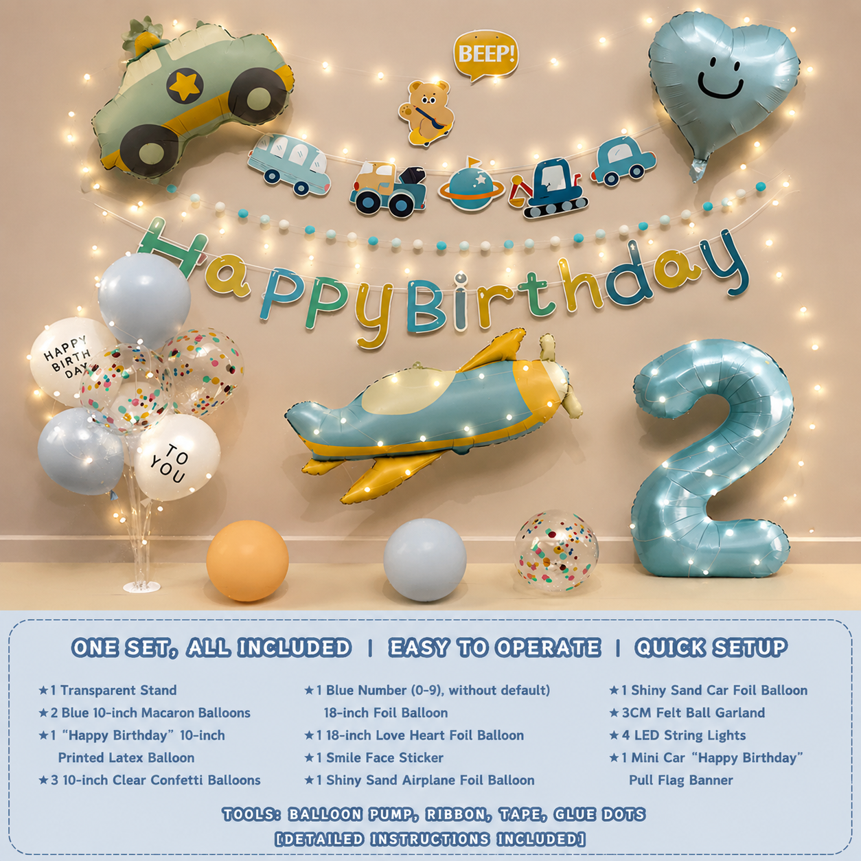 Flowerva 2nd Birthday Party Balloon Decoration Set