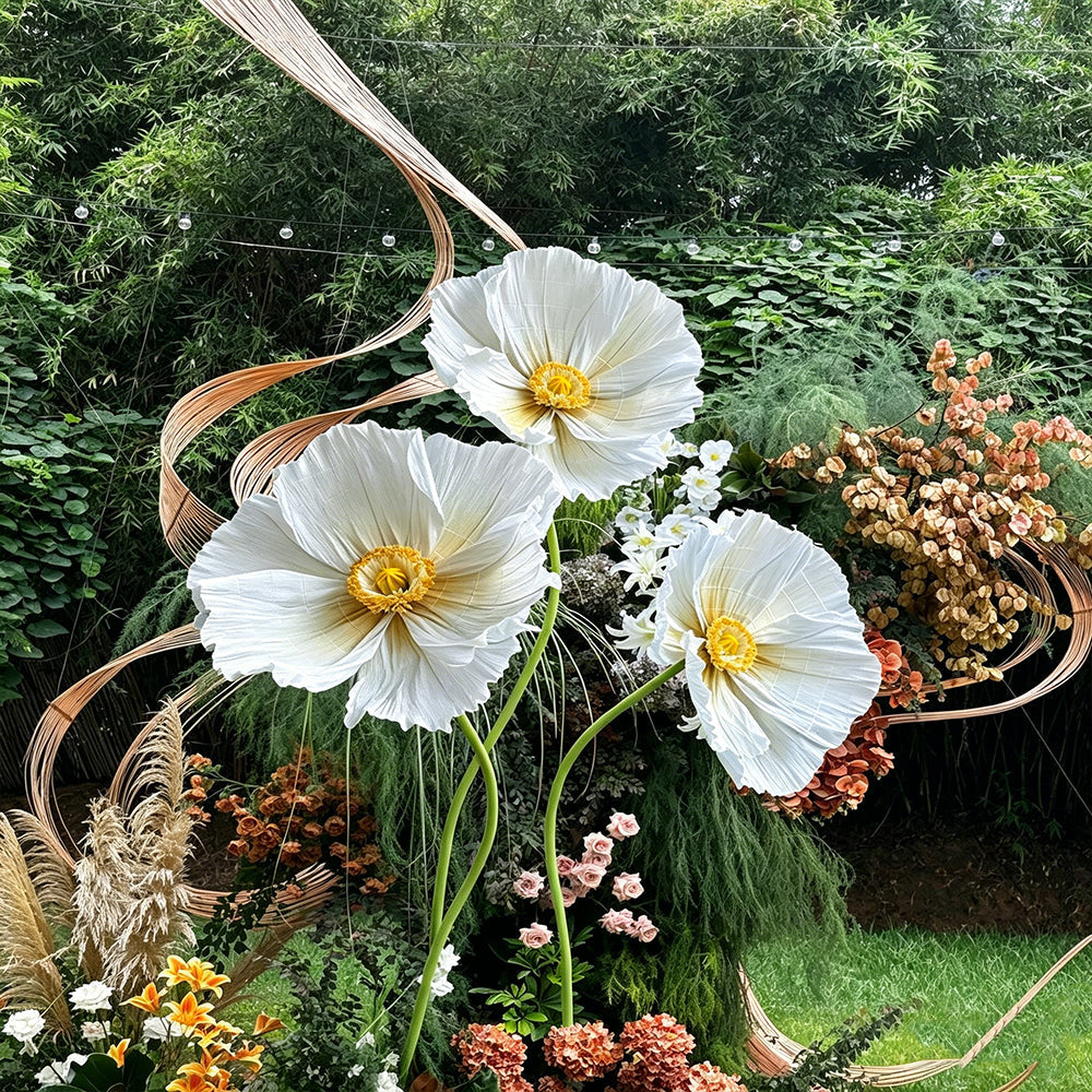 Flowerva Ethereal Crepe Paper Poppy Blue Art Installation
