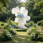 Flowerva White Sheer Fabric Floral Arrangement Decor(without flowers)