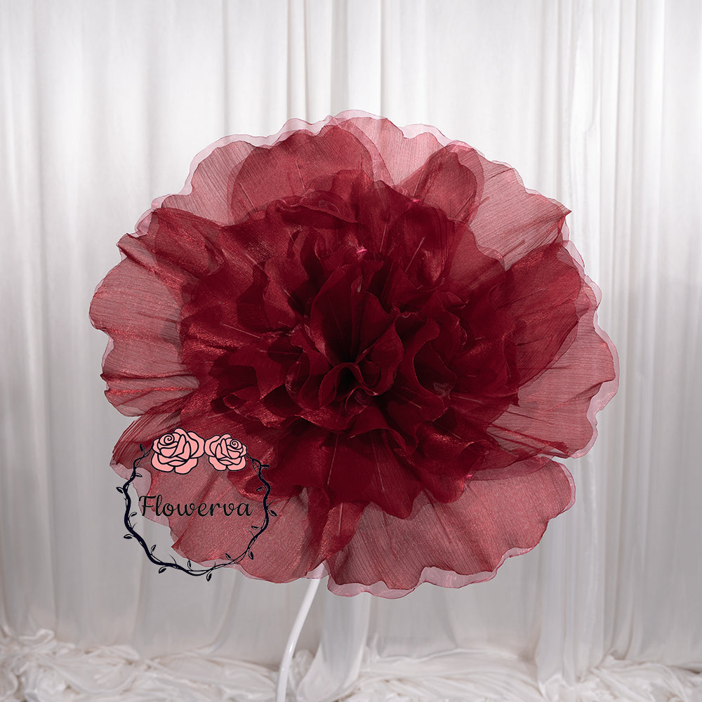 Flowerva Silvery-White Shimmer Ruffled Fabric Flower