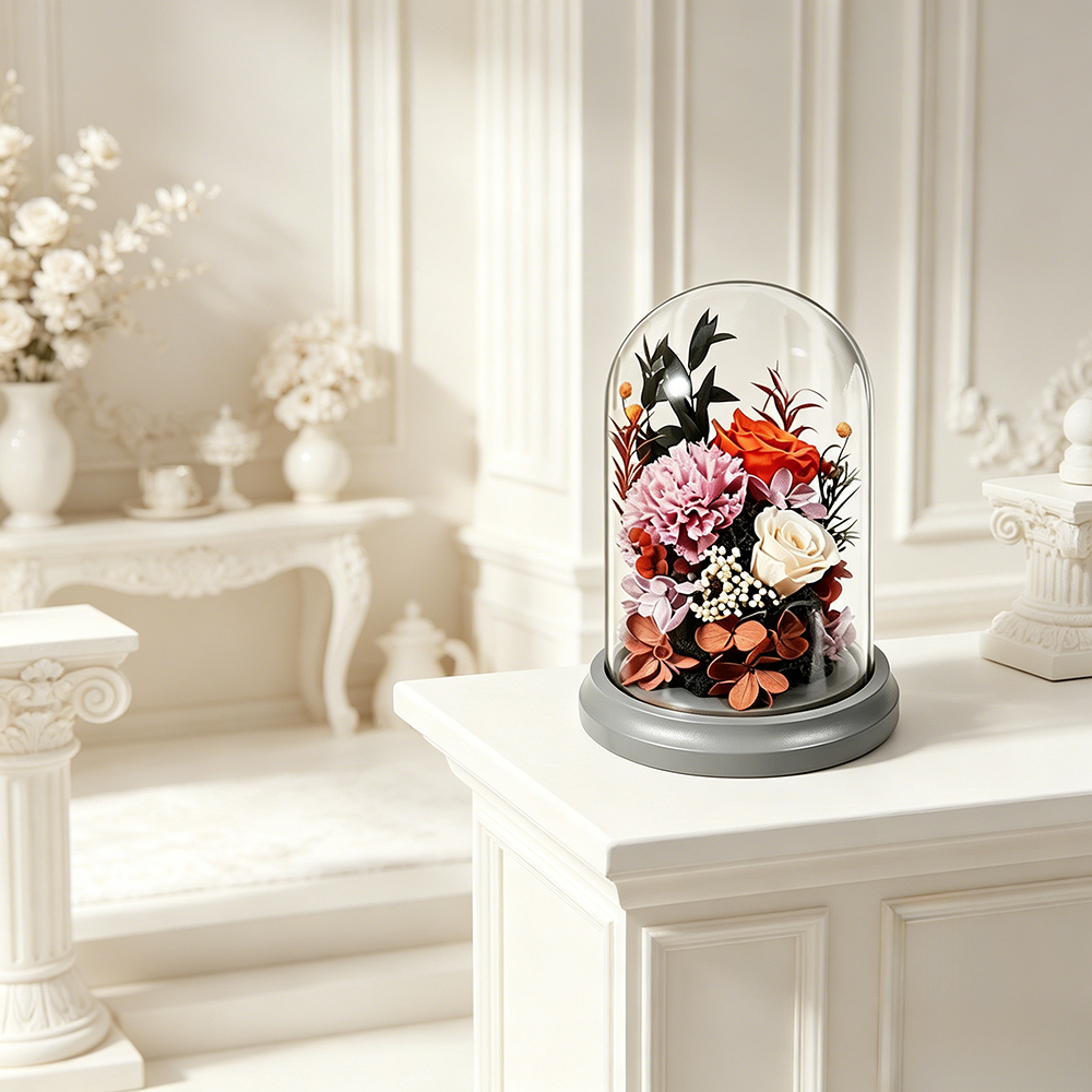 Flowerva Dome Preserved Floral Arrangement Premium Decor