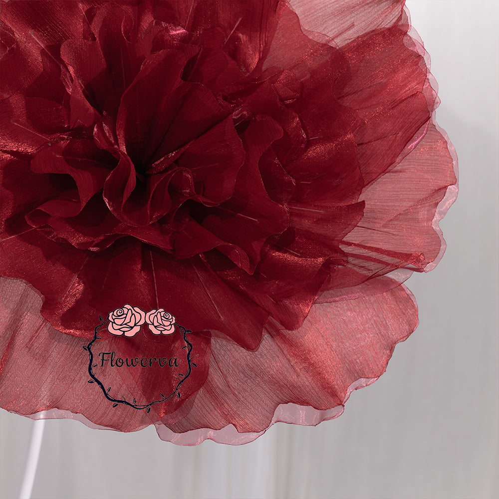 Flowerva Silvery-White Shimmer Ruffled Fabric Flower