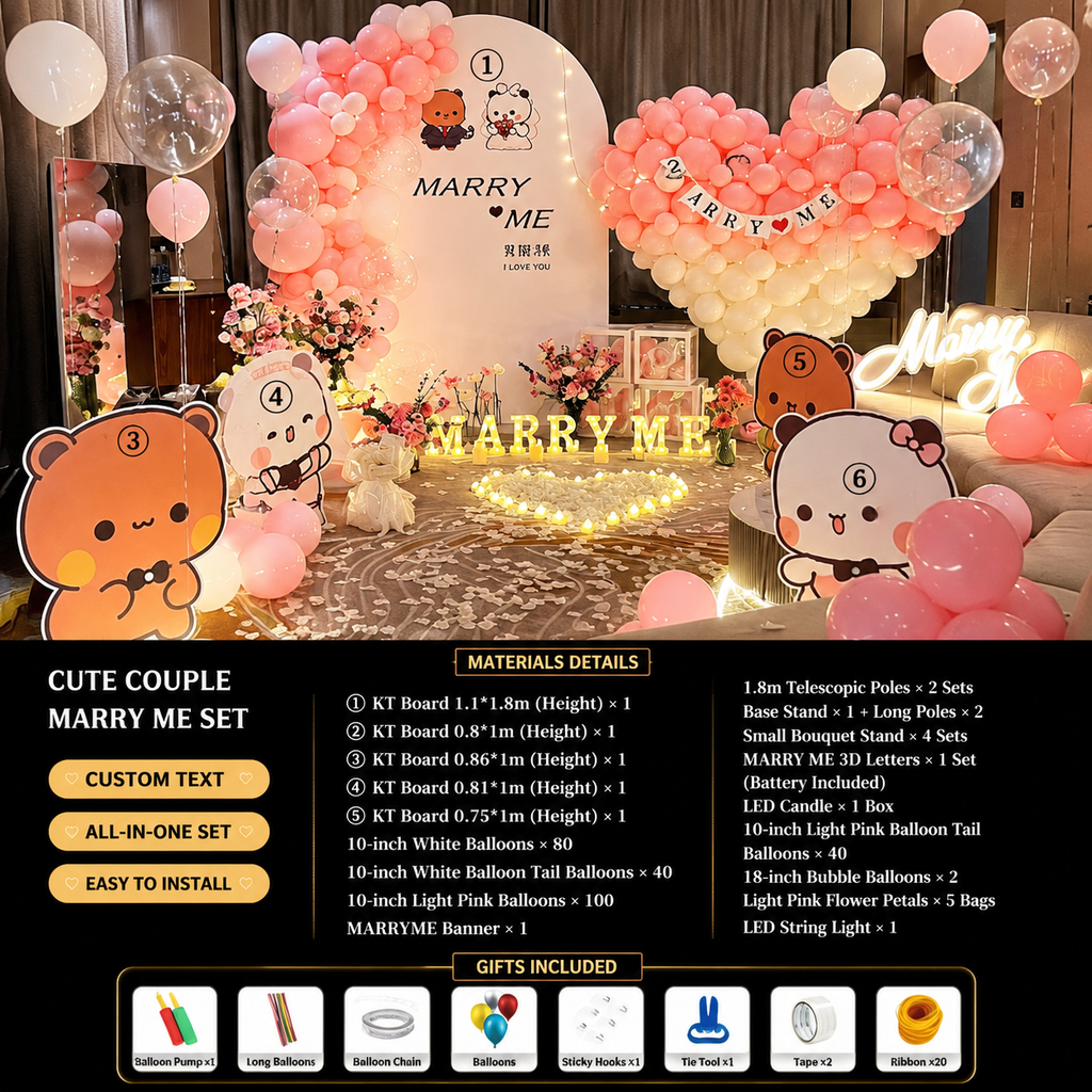 Flowerva Indoor Marriage Proposal Scene Decoration Balloon Set