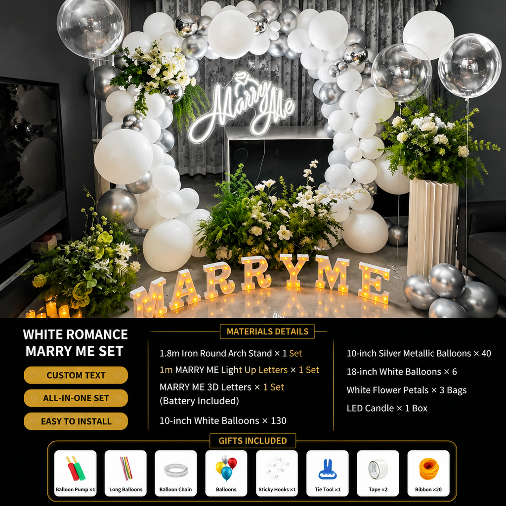 Flowerva Indoor Marriage Proposal Scene Decoration Balloon Set