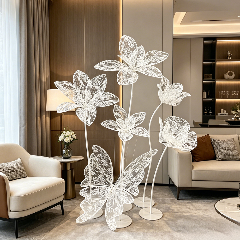 Flowerva Transparent Bloom Monolith Premium Decor