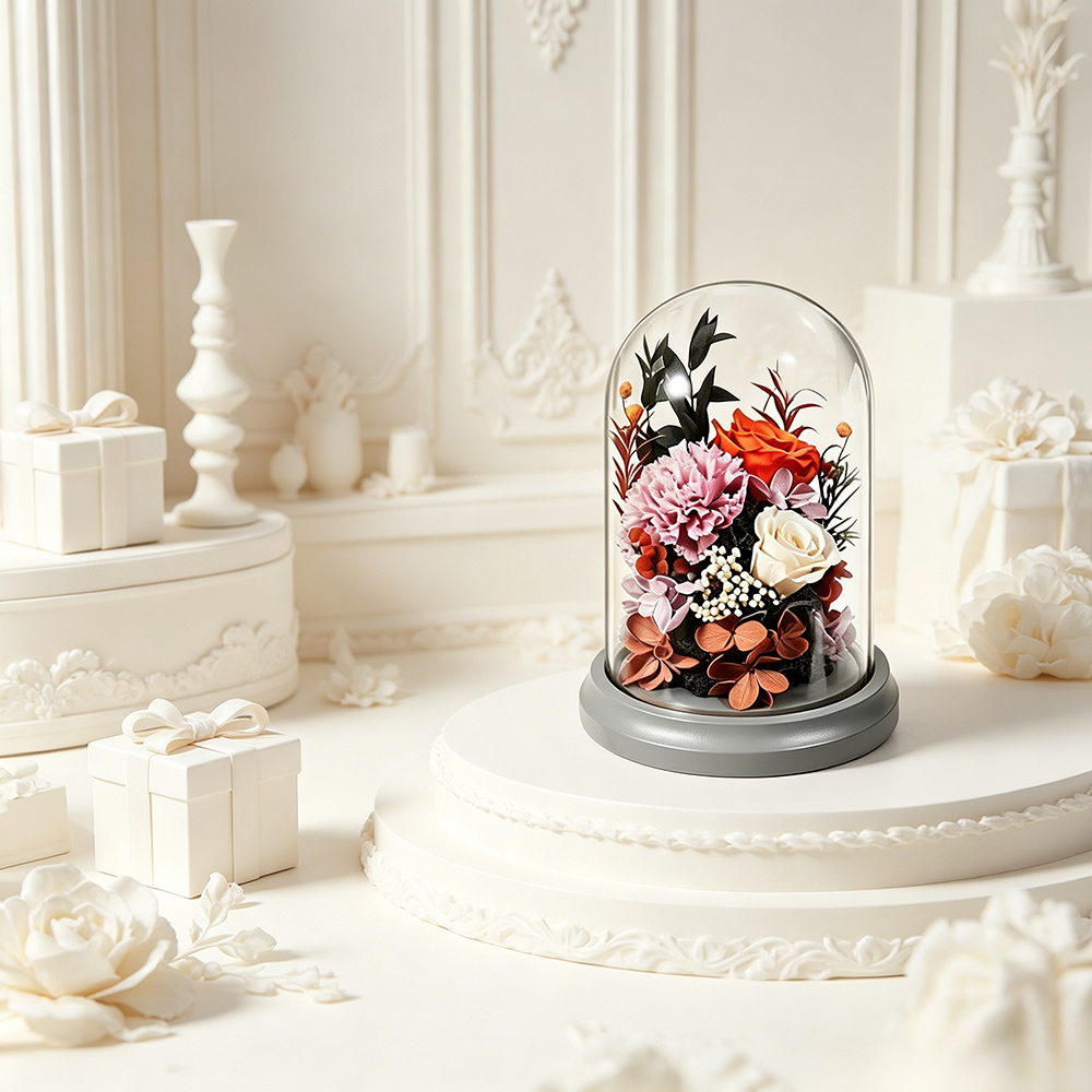 Flowerva Dome Preserved Floral Arrangement Premium Decor