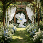 Flowerva White Sheer Fabric Floral Arrangement Decor(without flowers)
