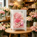 Flowerva Preserved Carnation Acrylic Mirror Box Premium Decor