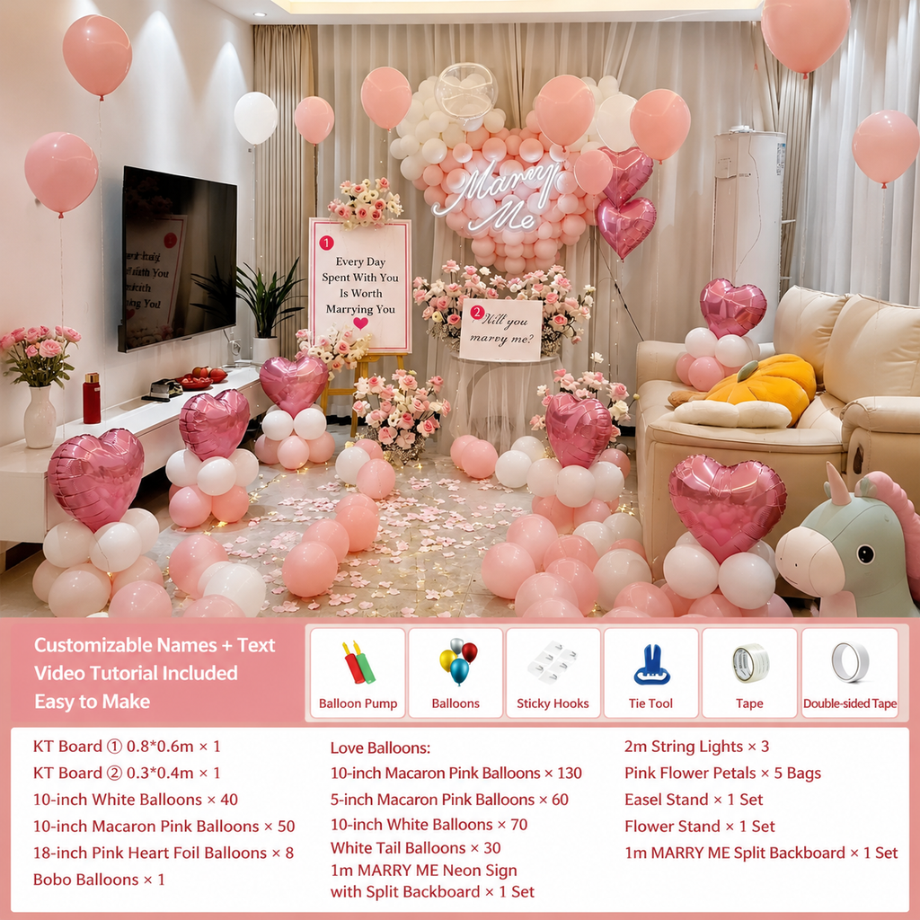 Flowerva Indoor Marriage Proposal Scene Decoration Balloon Set