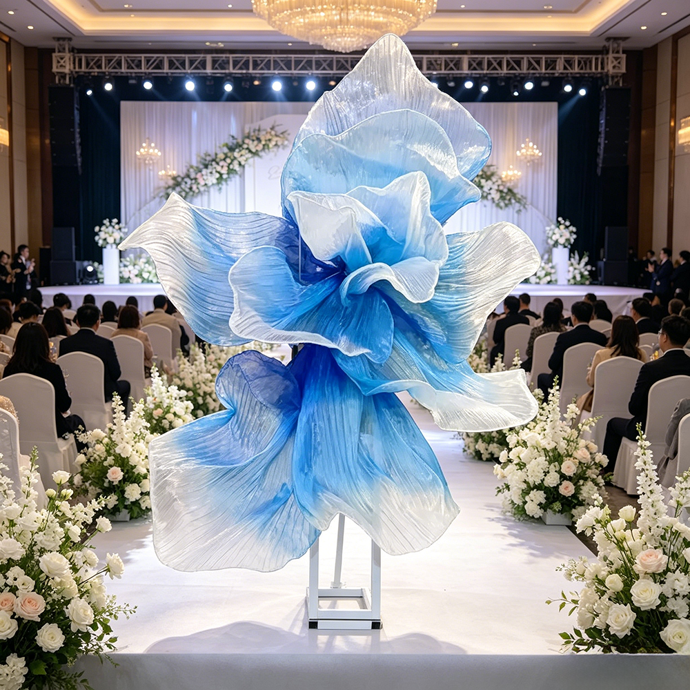 Flowerva Gradient Blue Veil Form Art Installation (Without Base)