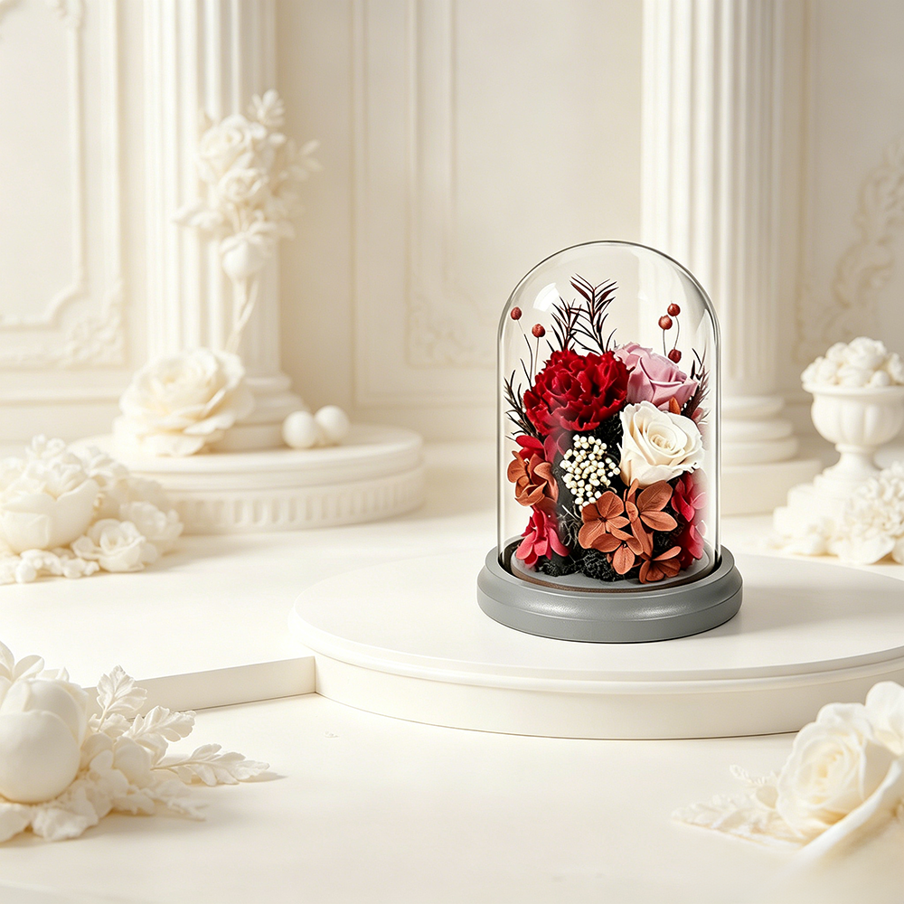 Flowerva Dome Preserved Floral Arrangement Premium Decor