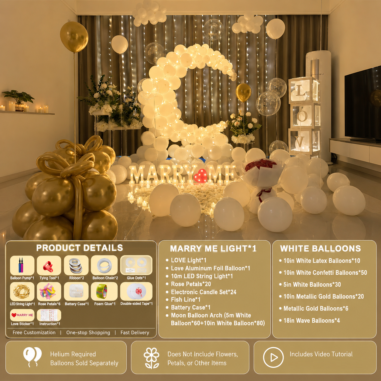 Flowerva Romantic Balloon Decor Kit for Proposal & Confession