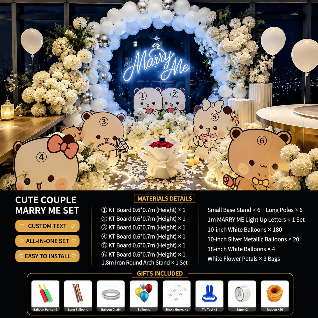 Flowerva Indoor Marriage Proposal Scene Decoration Balloon Set