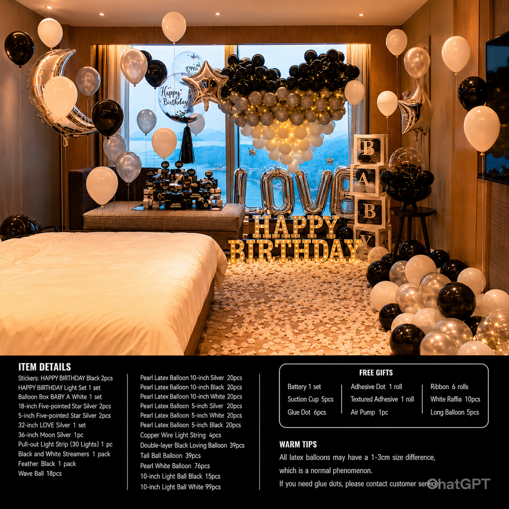 Flowerva Birthday Party Balloon Decoration Scene Set