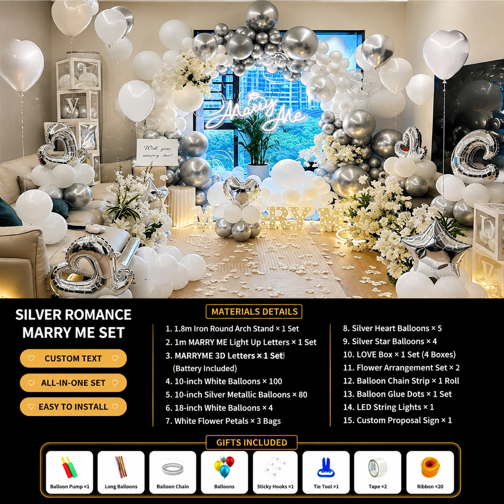 Flowerva Indoor Marriage Proposal Scene Decoration Balloon Set