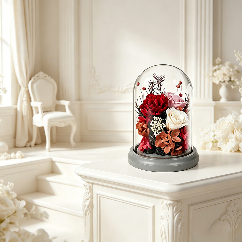Flowerva Dome Preserved Floral Arrangement Premium Decor