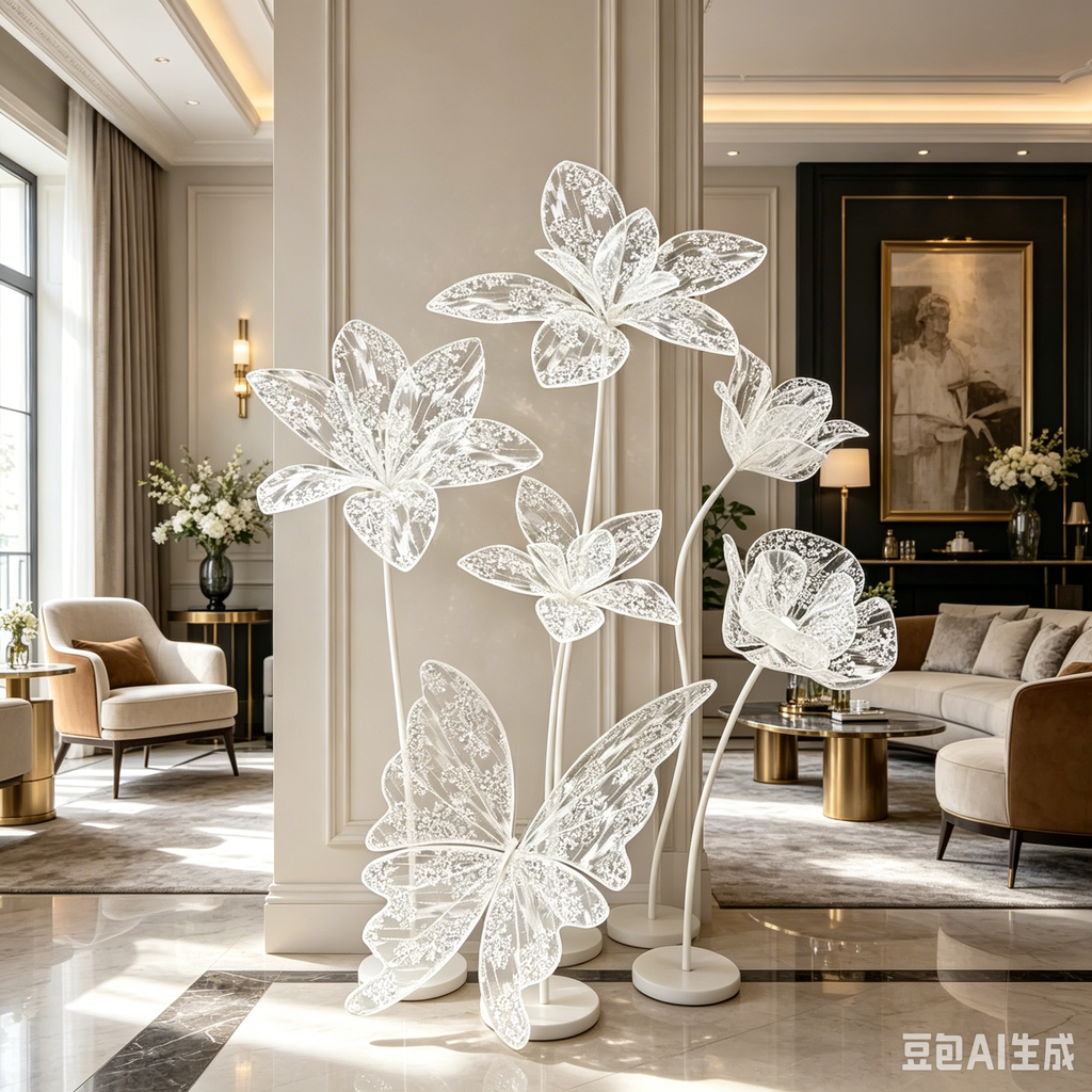 Flowerva Transparent Bloom Monolith Premium Decor
