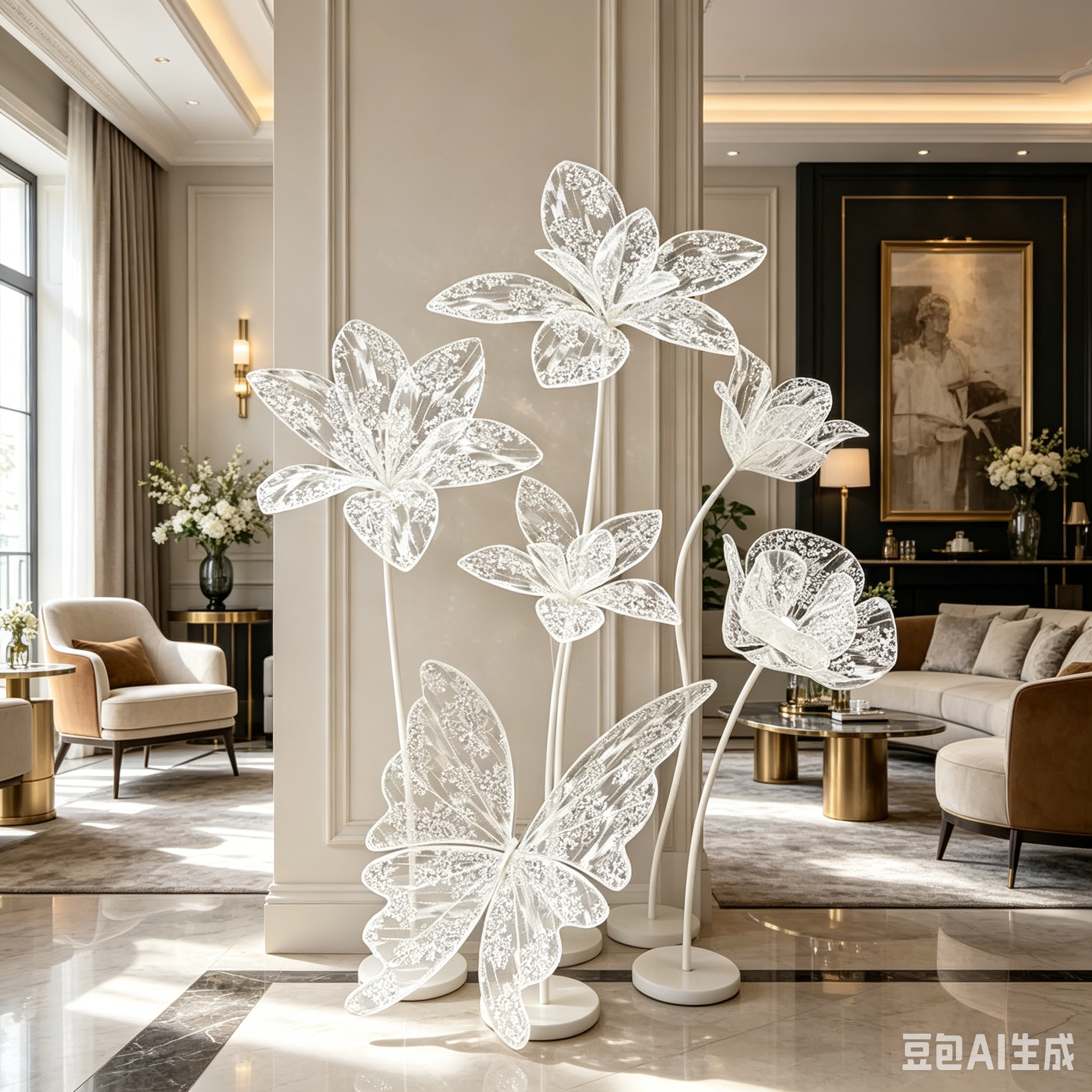 Flowerva Transparent Bloom Monolith Premium Decor