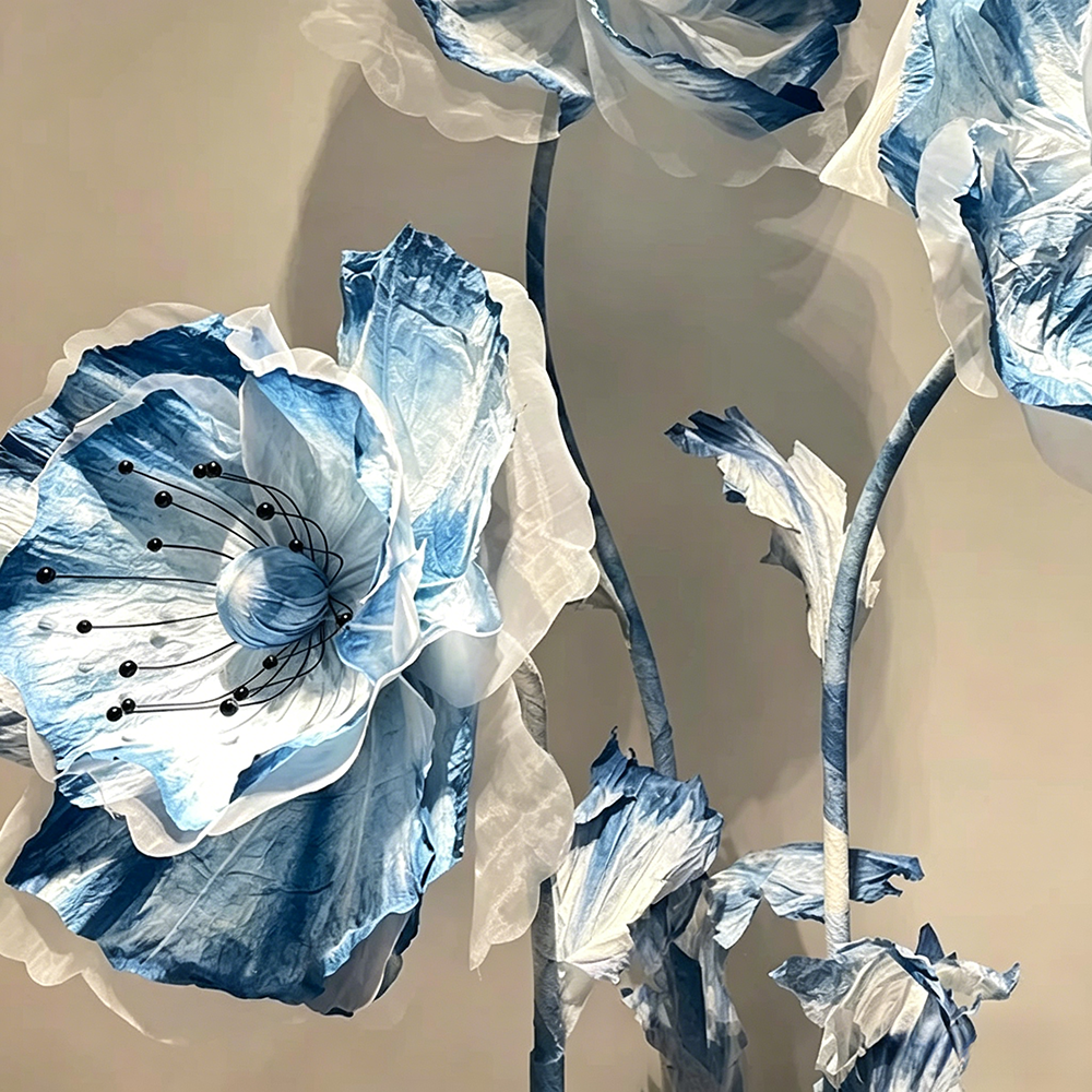 Flowerva Poppy Ink Wash Veil Premium Decor