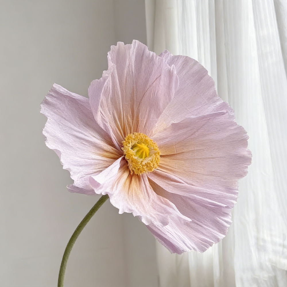 Flowerva Ethereal Crepe Paper Poppy Purple Art Installation