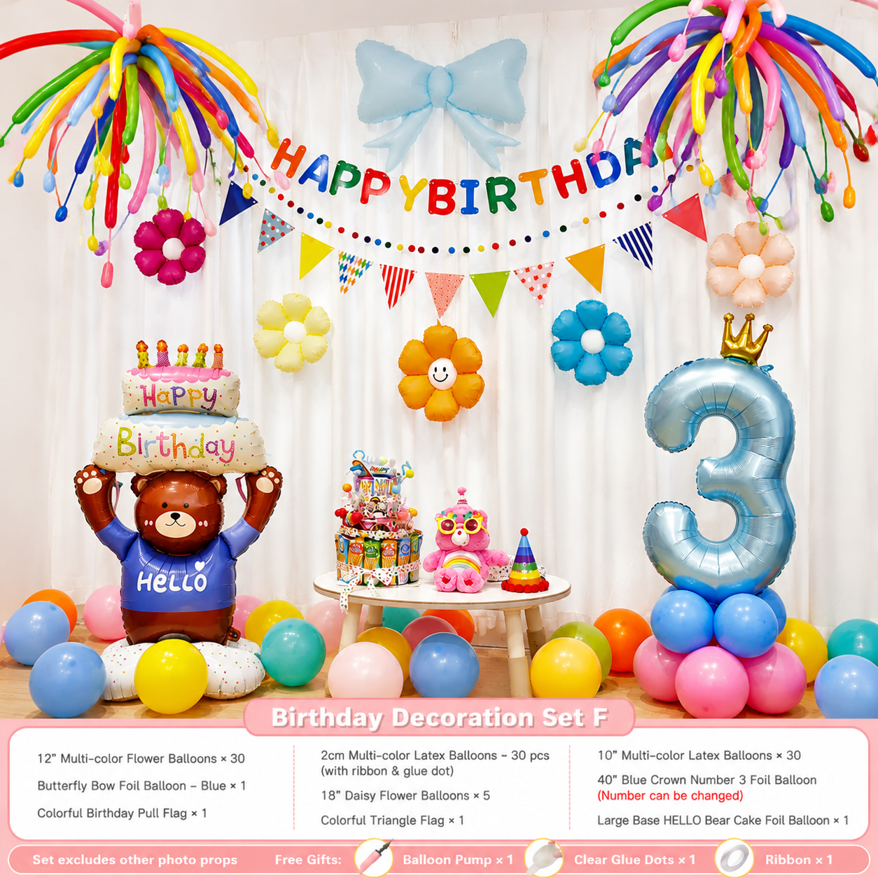 Flowerva Kids Birthday Party Balloon Decorations Scene Layout Set