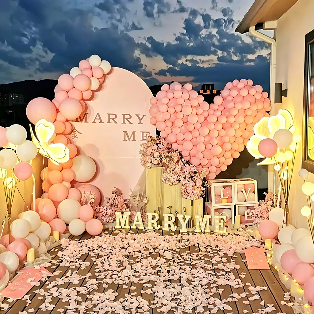 Flowerva Romantic Pink Balloon Set for Proposal & Confession Decoration