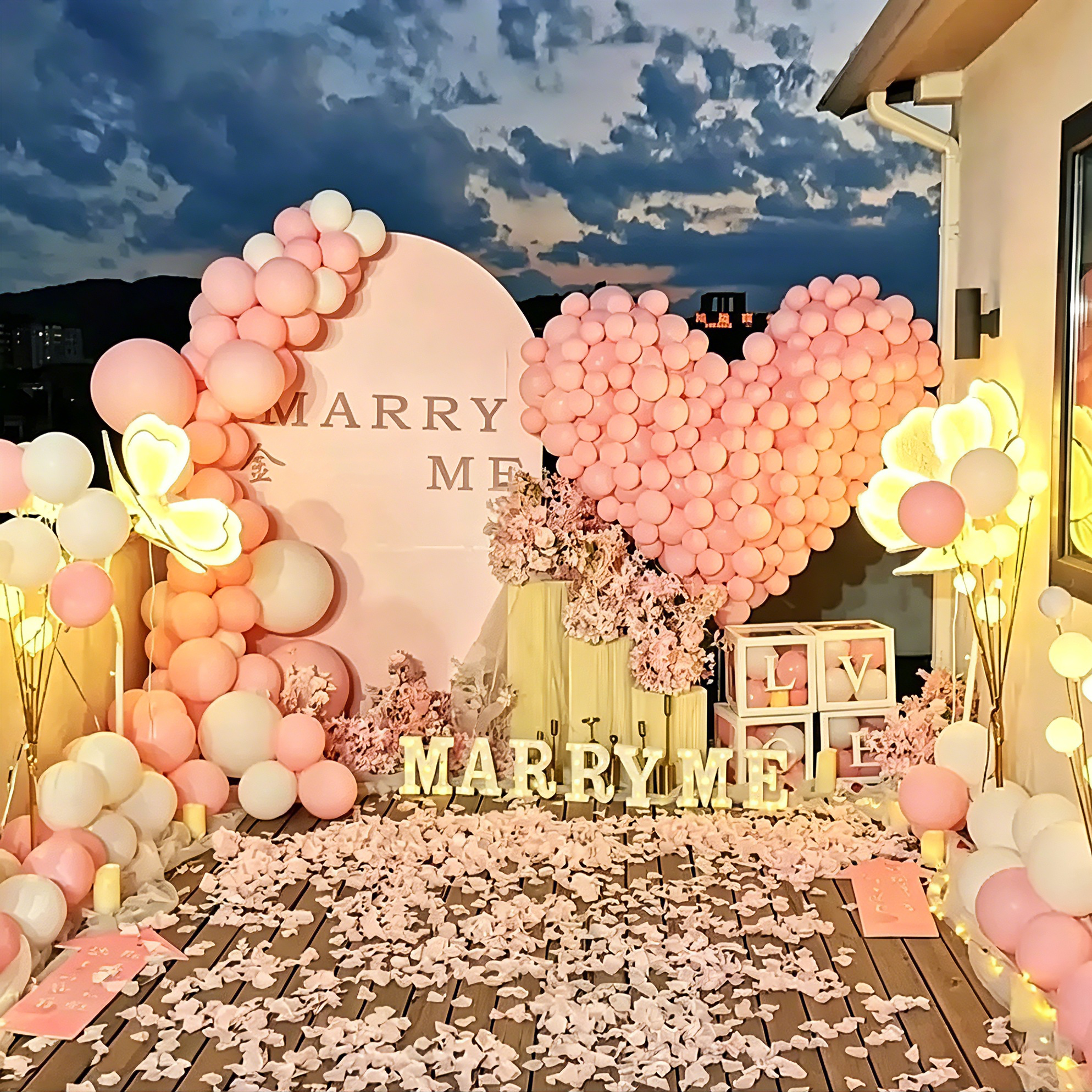 Flowerva Romantic Pink Balloon Set for Proposal & Confession Decoration